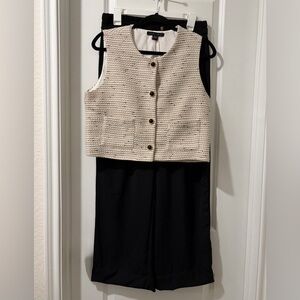 Chic Black and Cream Pantsuit